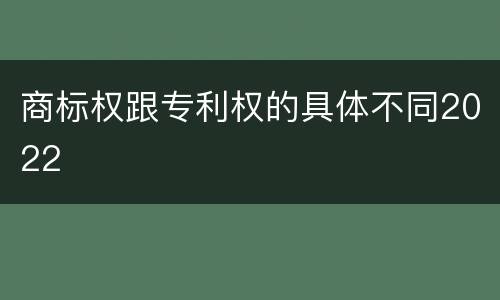 商标权跟专利权的具体不同2022