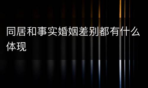 同居和事实婚姻差别都有什么体现