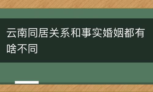 云南同居关系和事实婚姻都有啥不同