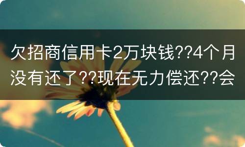 欠招商信用卡2万块钱??4个月没有还了??现在无力偿还??会坐牢吗