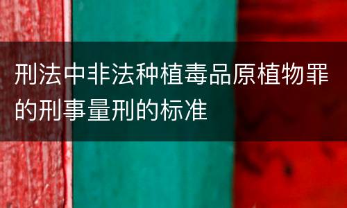 刑法中非法种植毒品原植物罪的刑事量刑的标准