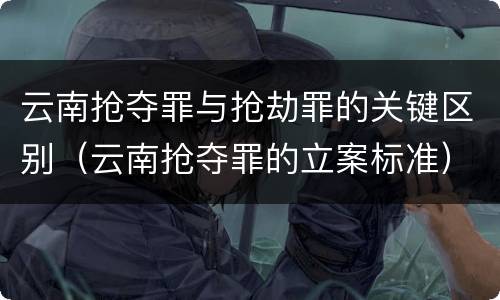 云南抢夺罪与抢劫罪的关键区别（云南抢夺罪的立案标准）