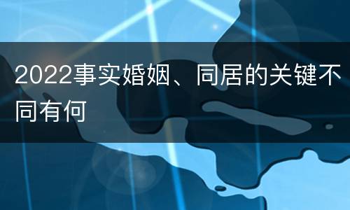 2022事实婚姻、同居的关键不同有何