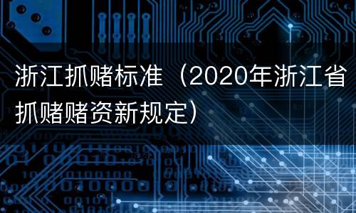 浙江抓赌标准（2020年浙江省抓赌赌资新规定）