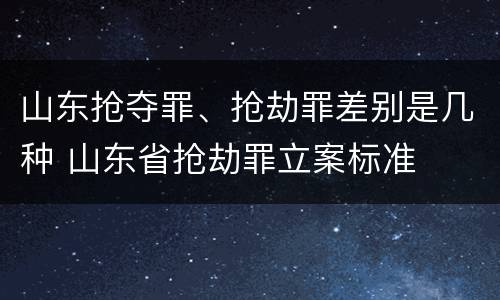 山东抢夺罪、抢劫罪差别是几种 山东省抢劫罪立案标准