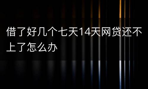 借了好几个七天14天网贷还不上了怎么办