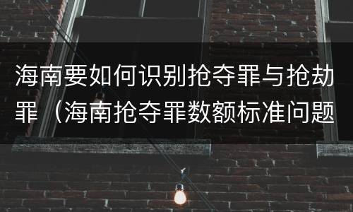 海南要如何识别抢夺罪与抢劫罪（海南抢夺罪数额标准问题的规定）