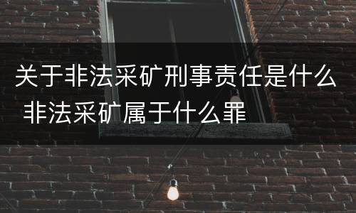 关于非法采矿刑事责任是什么 非法采矿属于什么罪