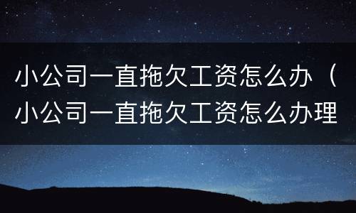 小公司一直拖欠工资怎么办（小公司一直拖欠工资怎么办理）