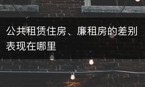 公共租赁住房、廉租房的差别表现在哪里