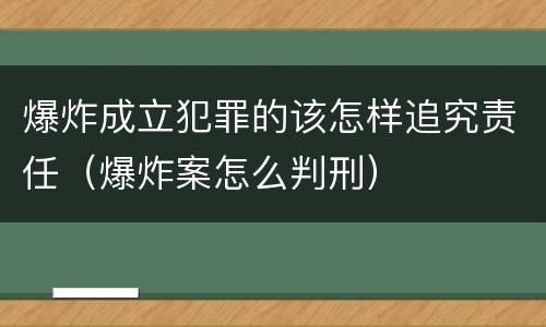 爆炸成立犯罪的该怎样追究责任（爆炸案怎么判刑）