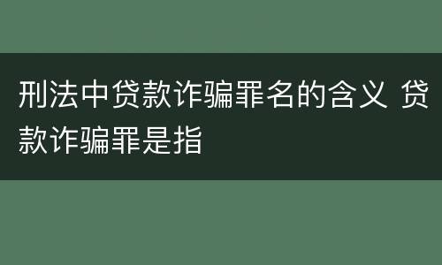 刑法中贷款诈骗罪名的含义 贷款诈骗罪是指