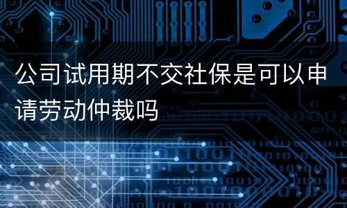 公司试用期不交社保是可以申请劳动仲裁吗