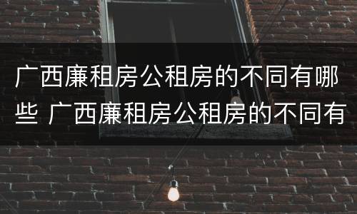 广西廉租房公租房的不同有哪些 广西廉租房公租房的不同有哪些条件