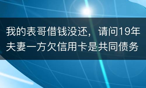 我的表哥借钱没还，请问19年夫妻一方欠信用卡是共同债务吗