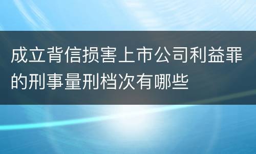 成立背信损害上市公司利益罪的刑事量刑档次有哪些