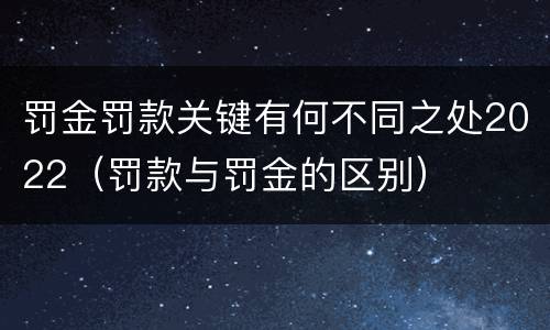 罚金罚款关键有何不同之处2022（罚款与罚金的区别）