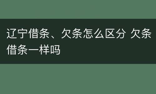 辽宁借条、欠条怎么区分 欠条借条一样吗