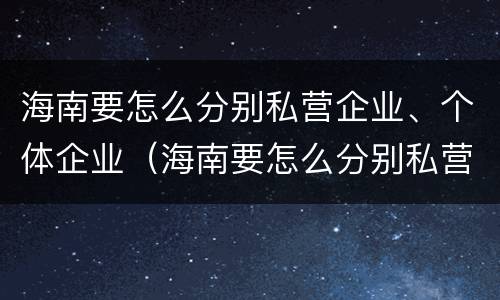 海南要怎么分别私营企业、个体企业（海南要怎么分别私营企业,个体企业呢）