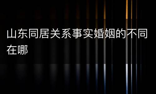 山东同居关系事实婚姻的不同在哪