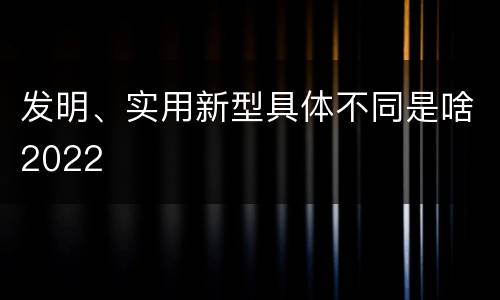 发明、实用新型具体不同是啥2022