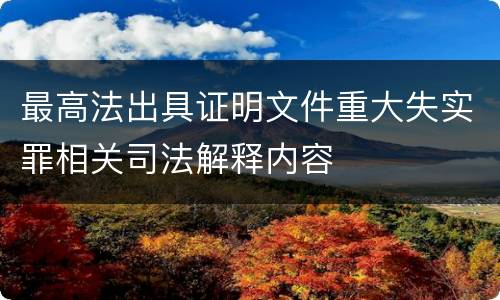 最高法出具证明文件重大失实罪相关司法解释内容