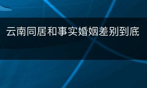 云南同居和事实婚姻差别到底