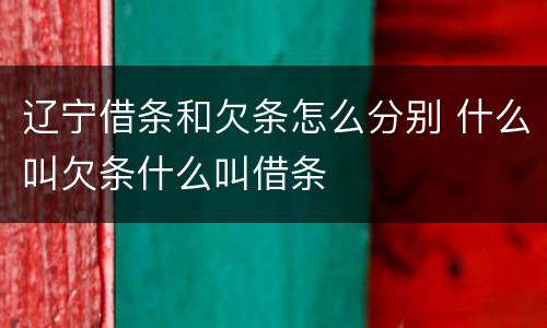 辽宁借条和欠条怎么分别 什么叫欠条什么叫借条