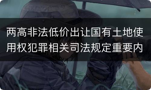 两高非法低价出让国有土地使用权犯罪相关司法规定重要内容都有哪些