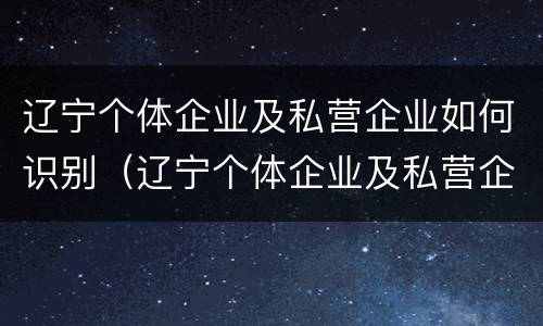 辽宁个体企业及私营企业如何识别（辽宁个体企业及私营企业如何识别真假）