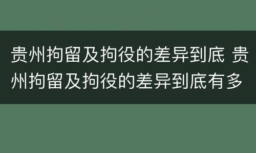 贵州拘留及拘役的差异到底 贵州拘留及拘役的差异到底有多大