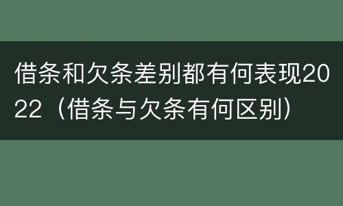 借条和欠条差别都有何表现2022（借条与欠条有何区别）