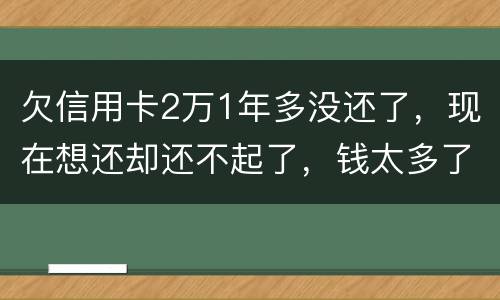 欠信用卡2万1年多没还了，现在想还却还不起了，钱太多了，会有什么后果