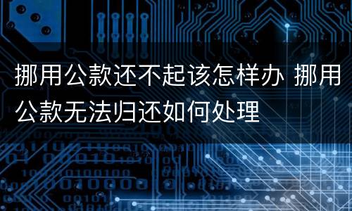 挪用公款还不起该怎样办 挪用公款无法归还如何处理