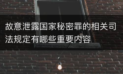 故意泄露国家秘密罪的相关司法规定有哪些重要内容