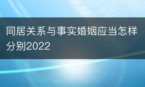 同居关系与事实婚姻应当怎样分别2022