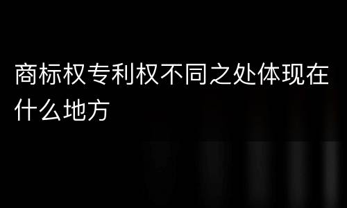 商标权专利权不同之处体现在什么地方