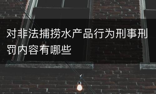 对非法捕捞水产品行为刑事刑罚内容有哪些