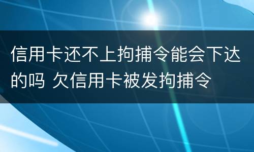 信用卡还不上拘捕令能会下达的吗 欠信用卡被发拘捕令