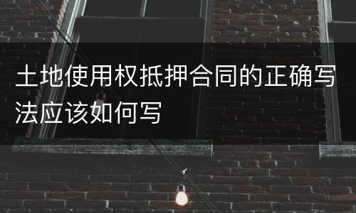 土地使用权抵押合同的正确写法应该如何写