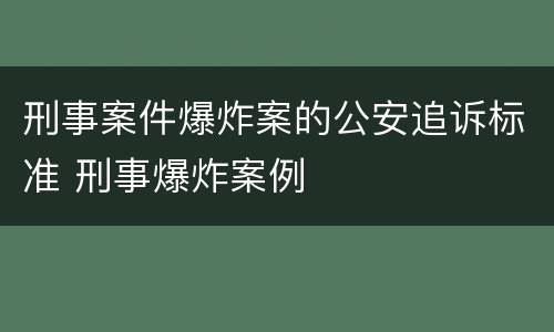 刑事案件爆炸案的公安追诉标准 刑事爆炸案例