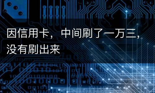 因信用卡，中间刷了一万三，没有刷出来