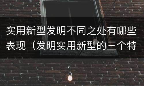 实用新型发明不同之处有哪些表现（发明实用新型的三个特点）