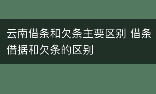 云南借条和欠条主要区别 借条借据和欠条的区别