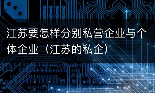 江苏要怎样分别私营企业与个体企业（江苏的私企）