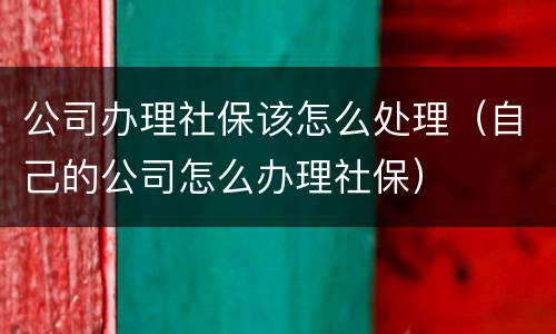 公司办理社保该怎么处理（自己的公司怎么办理社保）