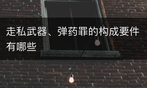 走私武器、弹药罪的构成要件有哪些