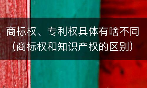 商标权、专利权具体有啥不同（商标权和知识产权的区别）