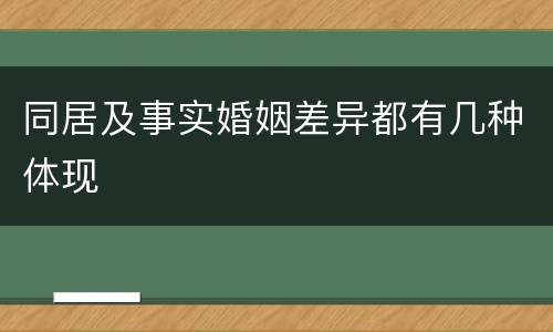 同居及事实婚姻差异都有几种体现