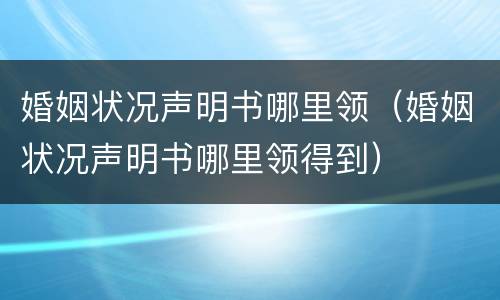 婚姻状况声明书哪里领（婚姻状况声明书哪里领得到）